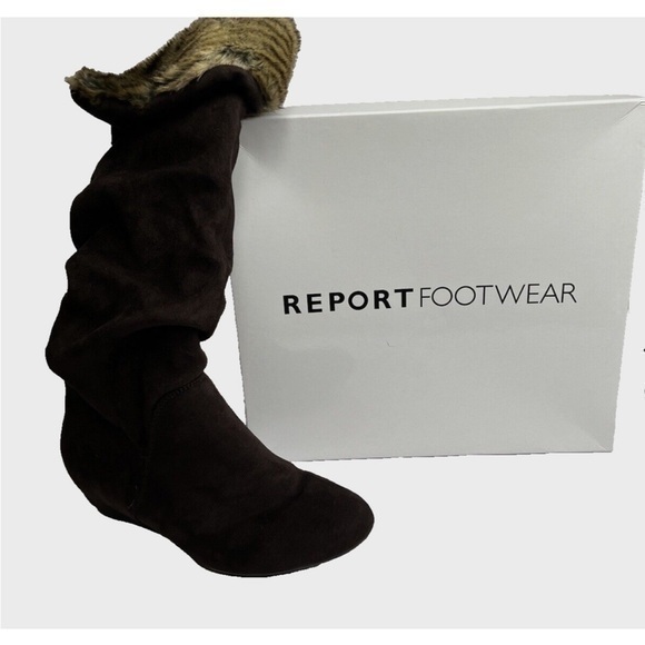 Report Women's Enfield Mid-Calf Boot BLACK SUEDE BOOTS Slouch Inspired Size7 - Picture 1 of 10